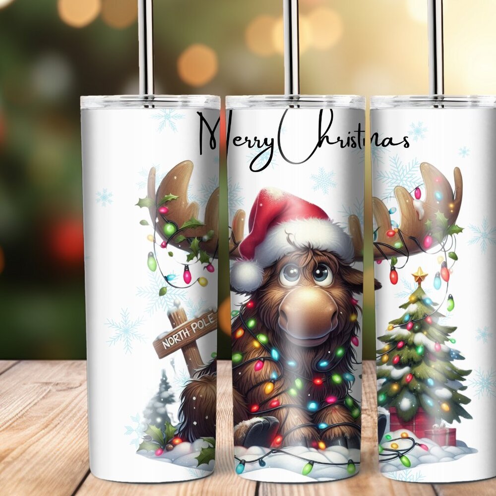 20 oz Custom -Reindeer Christmas Tumbler